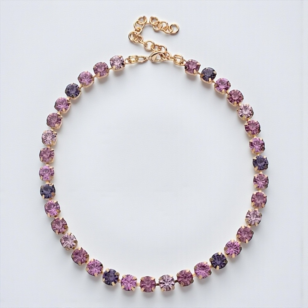 J. Crew Purple and Pink Crystal Tennis Necklace